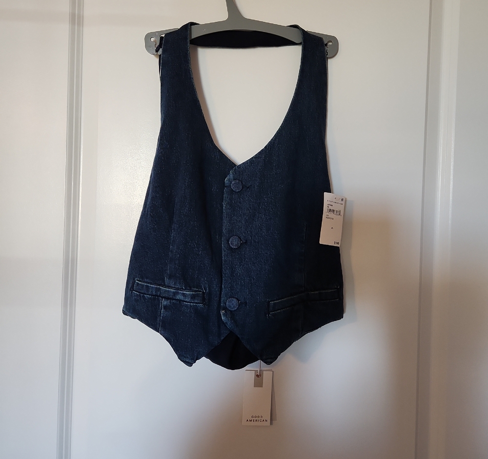 Good American Dark Blue Denim Vest